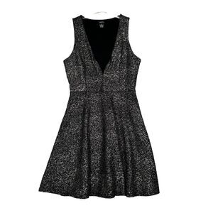 Rue 21 Dress Women Small‎ Black Gold Glitter Skater Party Cocktails Going Out
